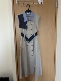 REDYAZEL ノースリーブグレー長袖ワンピース