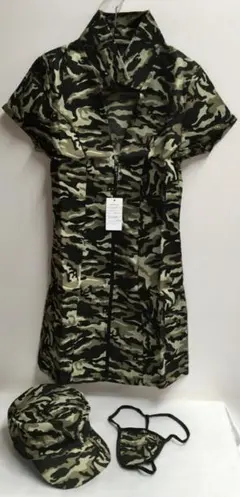 3点セット♪迷彩柄ワンピ★コスプレ・サバゲー★新品