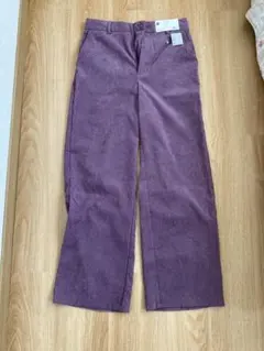 GU ライトコーデュロイストレートパンツ L パープル