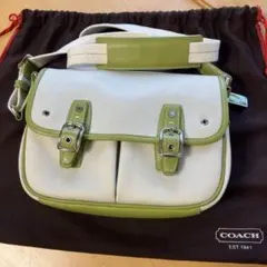 COACH ショルダーバッグ キャンバス レザー グリーン