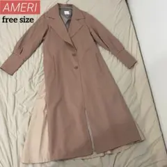 Ameri　OLIVE BACK FRILL COAT　ロングコート　ピンク　春のサムネイル