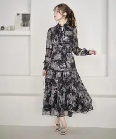 tocco closet　星座トワルドジュイ柄レース切替ワンピース