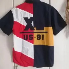 新品　XLARGE ネイビー パネルデザイン 半袖シャツ S