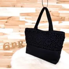 希少【ピンクハウス】編み込み フラワー レース トートバッグ 花柄ベロア テープ