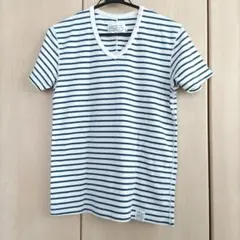 Azul メンズストライプ Vネック Tシャツ Mサイズ