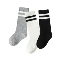 シンプル2本ラインハイソックス18-20cm　3足キッズソックス子供靴下くつした