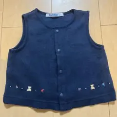 ファミリア　くま刺繍 ネイビー ベビーベスト 70cm