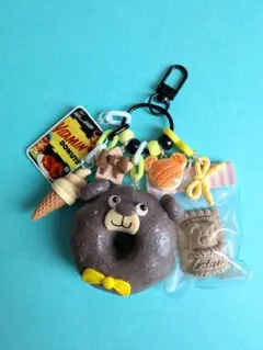 じゃらじゃらキーホルダー　くまさんドーナツ(黄色リボン)