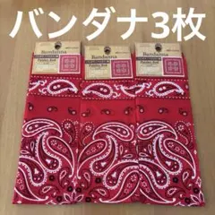 ペイズリー レッド バンダナ 3枚セット②