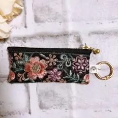 インド刺繍リボン　ポーチ　マルチポーチ　ハンドメイド　ミニポーチNO3544