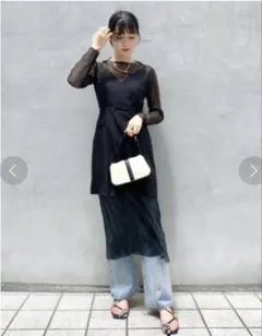 ★美品★LILY BROWN シースルーワンピース　長袖　ロングワンピース