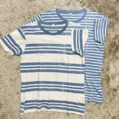 ユニクロ インディゴボーダーTシャツ　シングルステッチ　Sサイズ　2枚セットのサムネイル