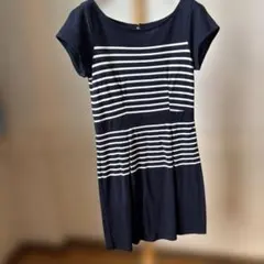 KUMIKYOKU ネイビー ストライプ 半袖ワンピース サイズ2