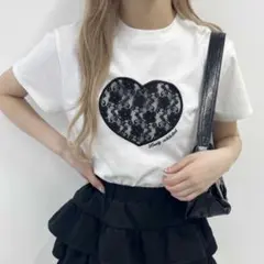 WEGO PHILLY ハートレースワッペンTシャツ ホワイト