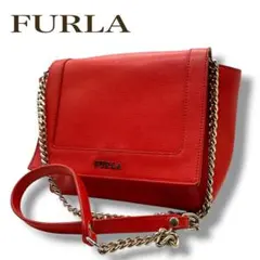 FURLA フルラ チェーンショルダーバッグ 赤 レザー 2WAY クラッチのサムネイル