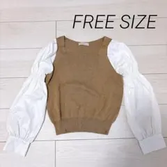 FREES MART バルーンスリーブニットブラウス トップス FREEサイズ