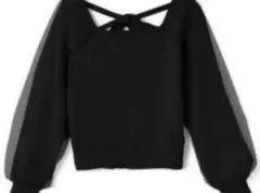 ✨GRL✨️2Wayバックリボンスクエアネック✨チュールニットトップス✨ブラック✨️