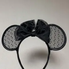 黒い　ドット　レース　ミニーマウス　カチューシャ