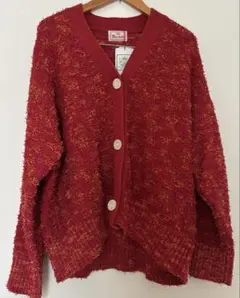マオメイド　Vネック　カーディガン　ウッディーハウス　赤　レッド