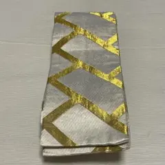 シルバーゴールド幾何学模様 半幅帯 角帯 日舞帯　121001