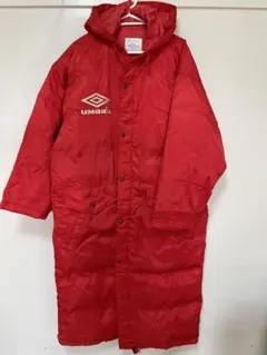 UMBRO レッド ロングベンチコート フード付き