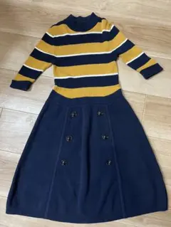 ブルーレーベル　ストライプ ハイネック ワンピース　38