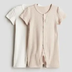 H&M ベビー 半袖 ロンパース カバーオール 2着セット 56cm