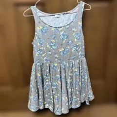 フラワープリント ノースリーブワンピース