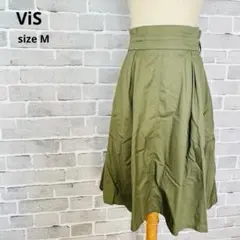 ViSハイウエストフレアスカートカーキMサイズ美脚膝下丈 C149のサムネイル