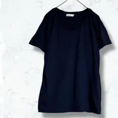 2342＊コエ＊Tシャツ 紺 M Vネック 半袖 胸ポケットあり 無地 春夏
