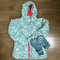 Columbia 子ども用スキーウェア S 水色・ピンク 手袋付き