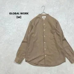 GLOBAL WORK/バンドカラーシャツ/M/コットン/ブラウン