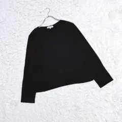 【GRACIOUS】カットソー (L) 長袖 シンプル無地 黒 肩パッド 薄手