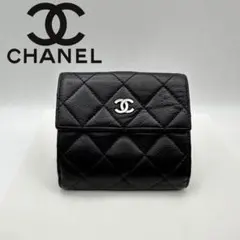 シャネル 財布 マトラッセ キャビアスキン 二つ折り コンパクト Wホック