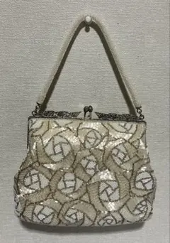 ビーズ刺繍の和装用バッグ アイボリー ホワイト