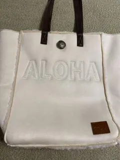 Aloha刺繍ホワイトトートバッグ