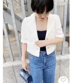 ほぼ新品タグ付スナイデルsnidelハーフスリーブジャケット白のサムネイル