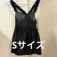 シースルー ブラック キャミソール フリルストラップ