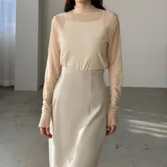 【タグなし新品】Louere シアーハイネックトップス クリーム Mのサムネイル