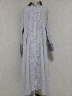 Re:EDIT ストライプ ロングシャツワンピース 長袖 　 サイズM