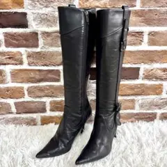 ✨美品✨　ダイアナ　23.5　レザー　ロングブーツ　サイドジップ　 黒