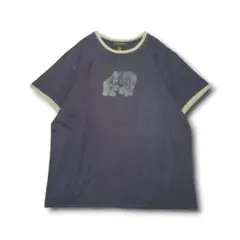 00's BANANA REPUBLIC リンガー Tシャツ 花柄 XXL 紺