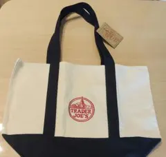 TRADER JOE'S エコバッグ ホワイト/ネイビー　大容量　トートバッグ