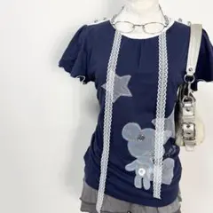 Y2K❤️00s pom ponette ドット柄 ミントくん カットソーのサムネイル