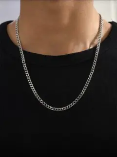 シルバー ステンレススチール ロープチェーンネックレス 55cm