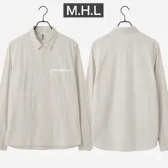 MHL. (エムエイチエル) リネン混 マルチストライプ ワークシャツ (長袖)