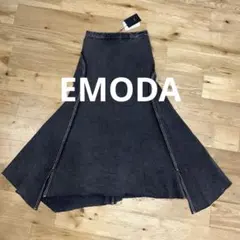 【新品タグ付 】EMODA パネルカットオフデニムスカートS 黒 ロングスカート