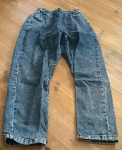 GU ダメージ加工デニムブルー ウエストゴム パンツ　150