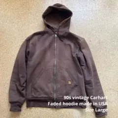 90’s USA製 Carhartt 鬼フェード スウェット ジップパーカー　L