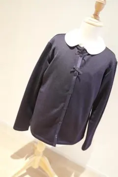 R&D.M.Co-エリザベス女王モチーフ ノースリーブブラウス ネイビー 